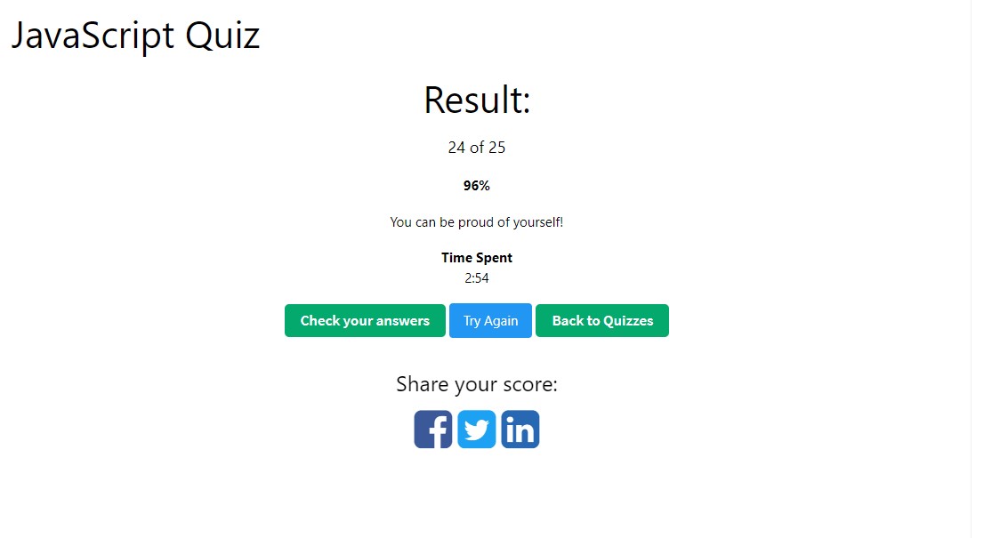 Screen Capture of Quiz